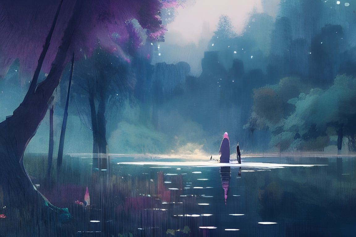 Ethereal Figures by Forest Lake: Digital Illustration