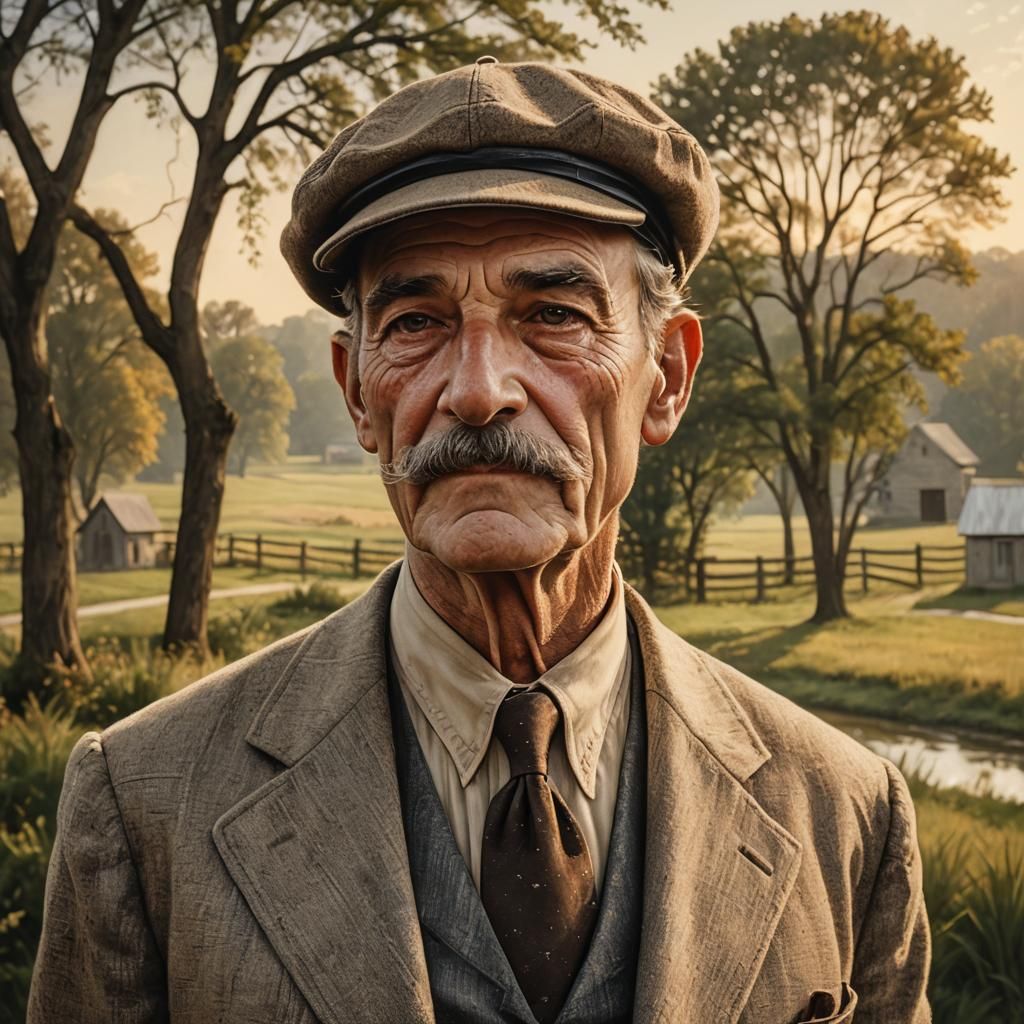 Nostalgic Portrait of Elderly Man in 1920s Indiana