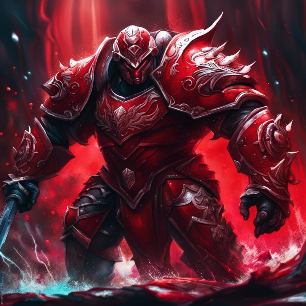 Armored Warrior with Sword and Shield in Detailed Matte Pain...