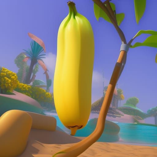 Banana in Bikini: Pixar-Style 3D Digital Art
