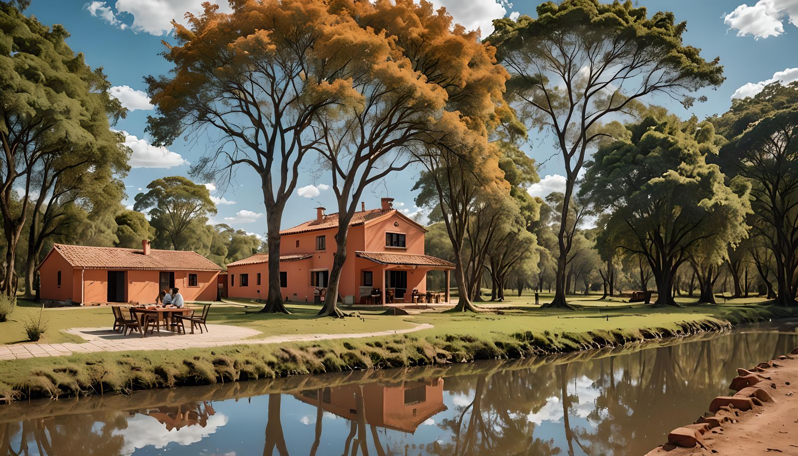 Orange Brick House with BBQ in Estancia Landscape
