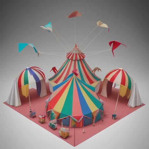 Origami Circus Big Top Papercraft in 8K