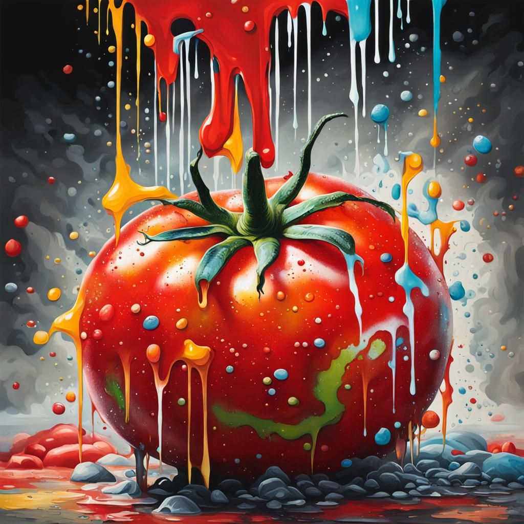 Tomato as Graffiti Splash Art in Street Style