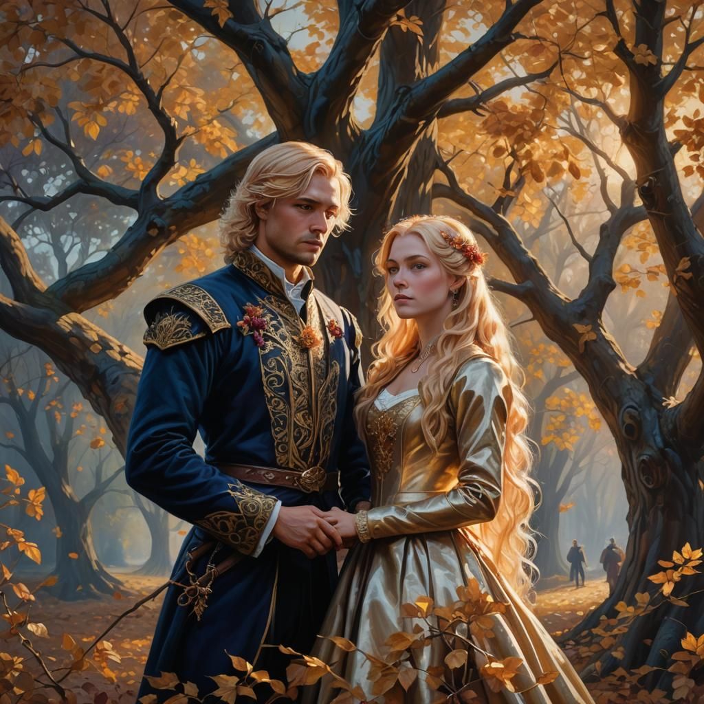 Fantasy Noble Couple in Pre-Raphaelite Style