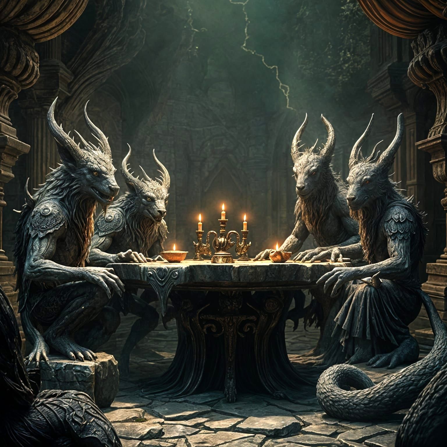 Mythical Creatures Council in Fantasy Setting
