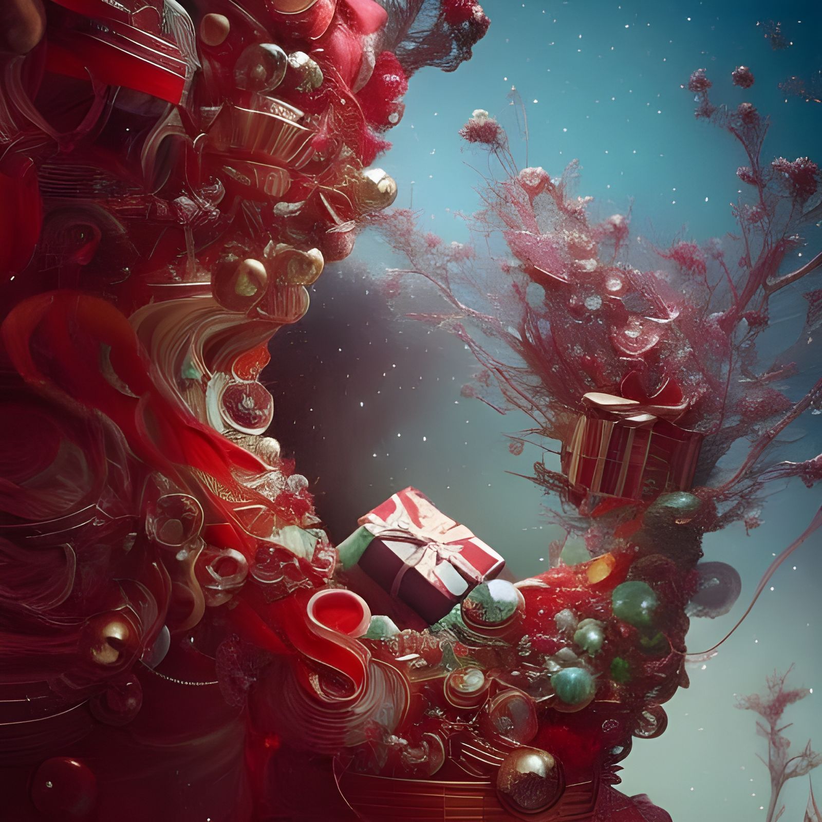 Majestic Christmas Gift Box in Space, Digital Art