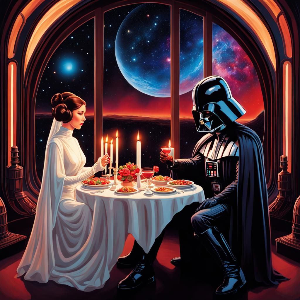 Princess Leia and Darth Vader Romantic Dinner