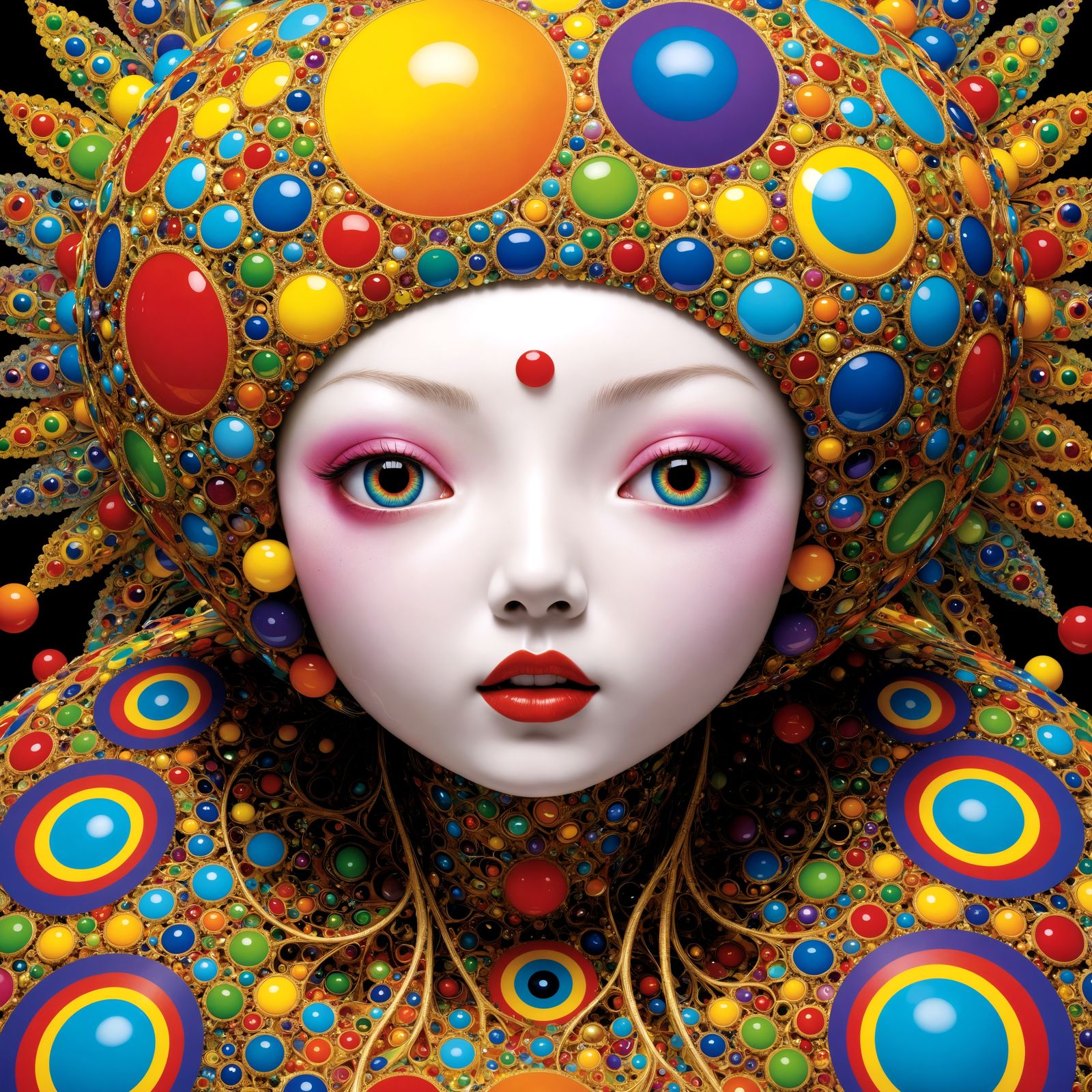 Vibrant Fractal Goddess in Rainbow Filigree