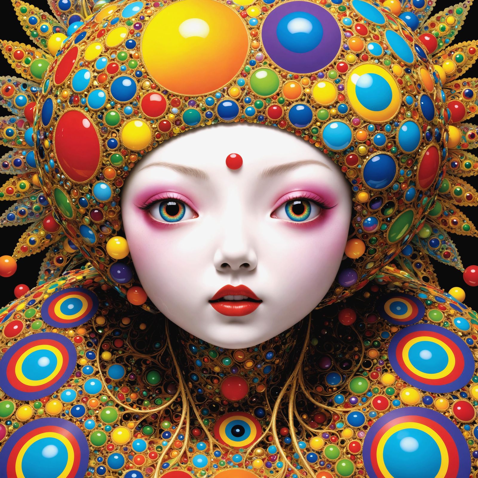 Fractal Rainbow Goddess in Vibrant Filigree Style