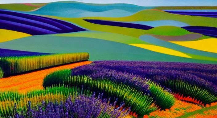 Fenlands Landscape with Geometric Shapes as Impasto Painting