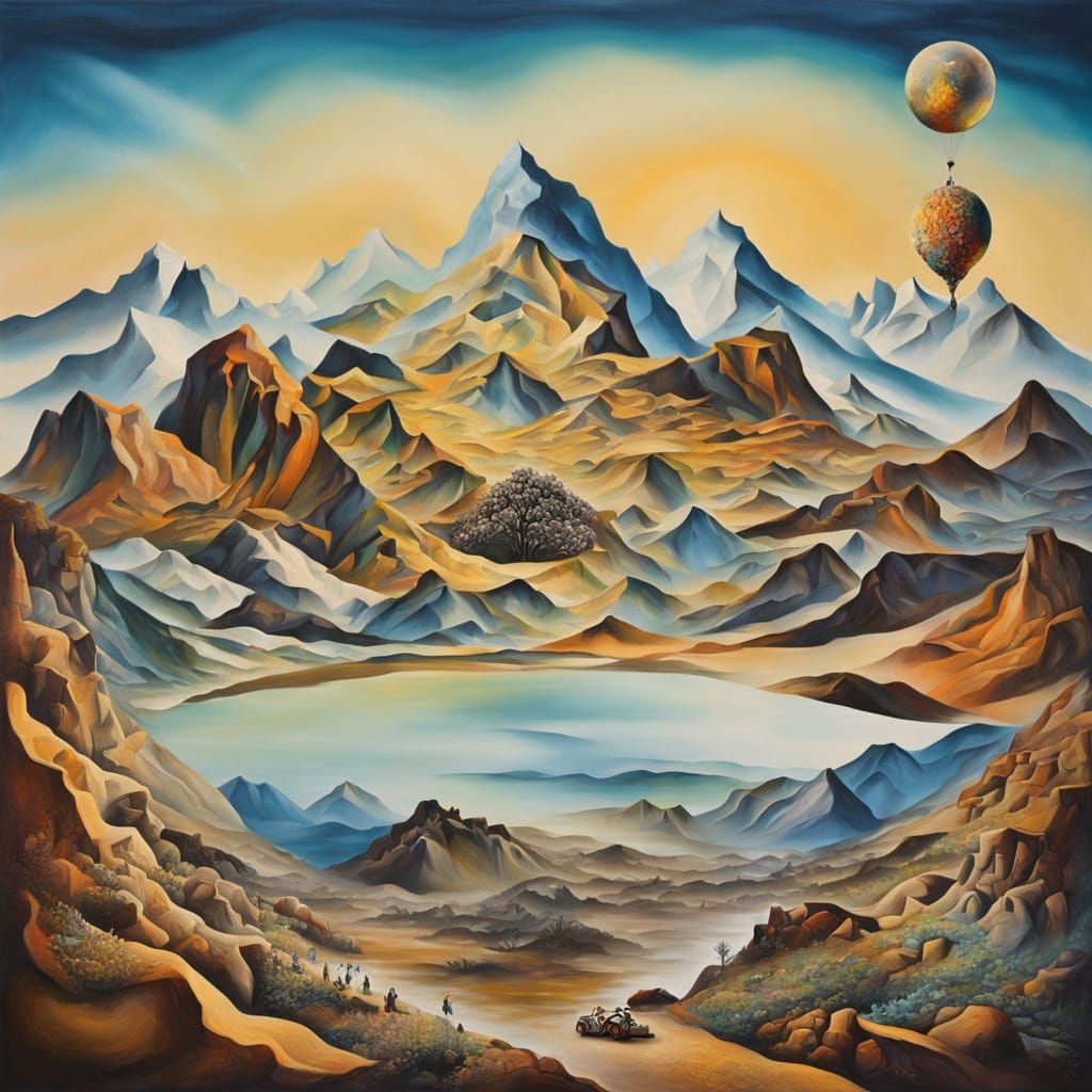 Surreal Mountain Landscape in a Dali-Inspired Aesthetic