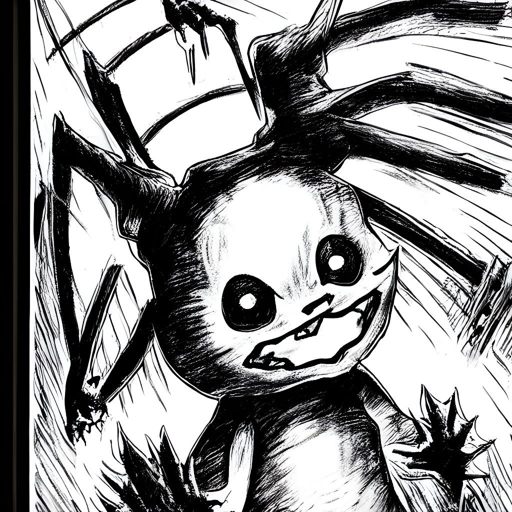 Terrifying Pikachu Monster in Sketchy Horror Art