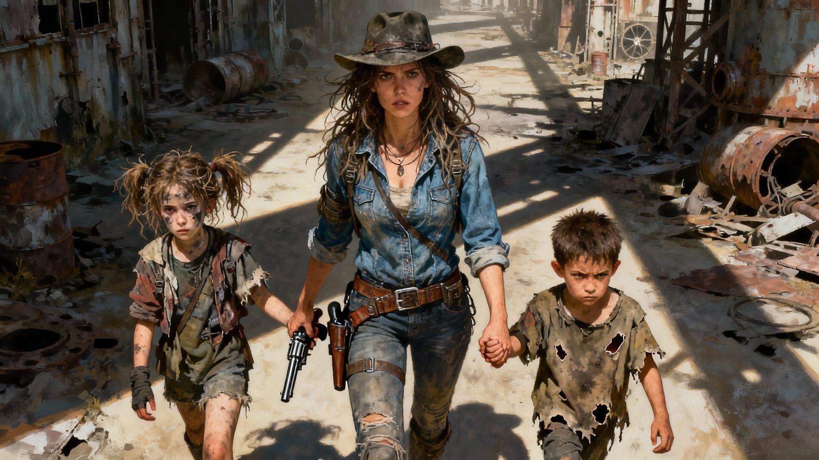 Post-Apocalyptic Survivors in Industrial Ruins