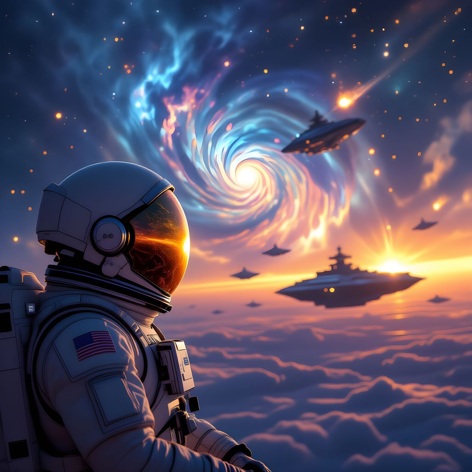 Astronaut Witnesses Epic Cosmic War and Nebula