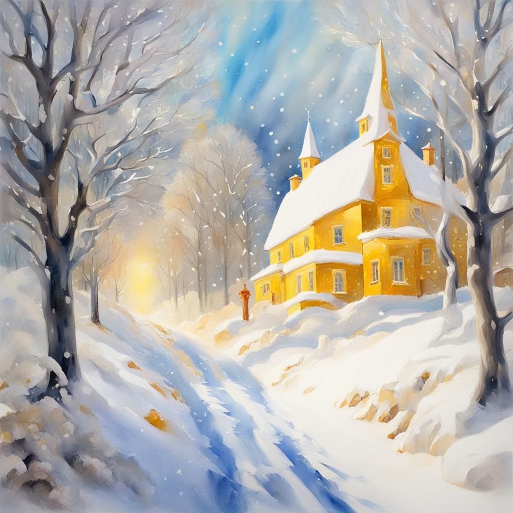 Magical Christmas Day in Gouache and Watercolor