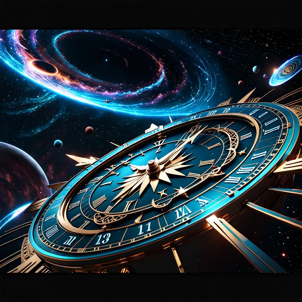 Magical Space Scene: Time Flies in Dark Fantasy Style