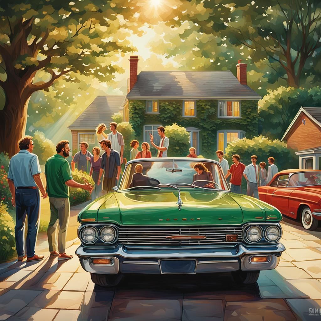 Joyful BBQ Scene in Contemporary Realism Style
