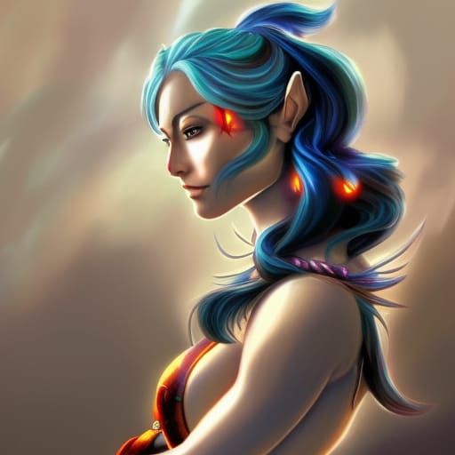 Asian Elf Centaur Trotting in Central Park