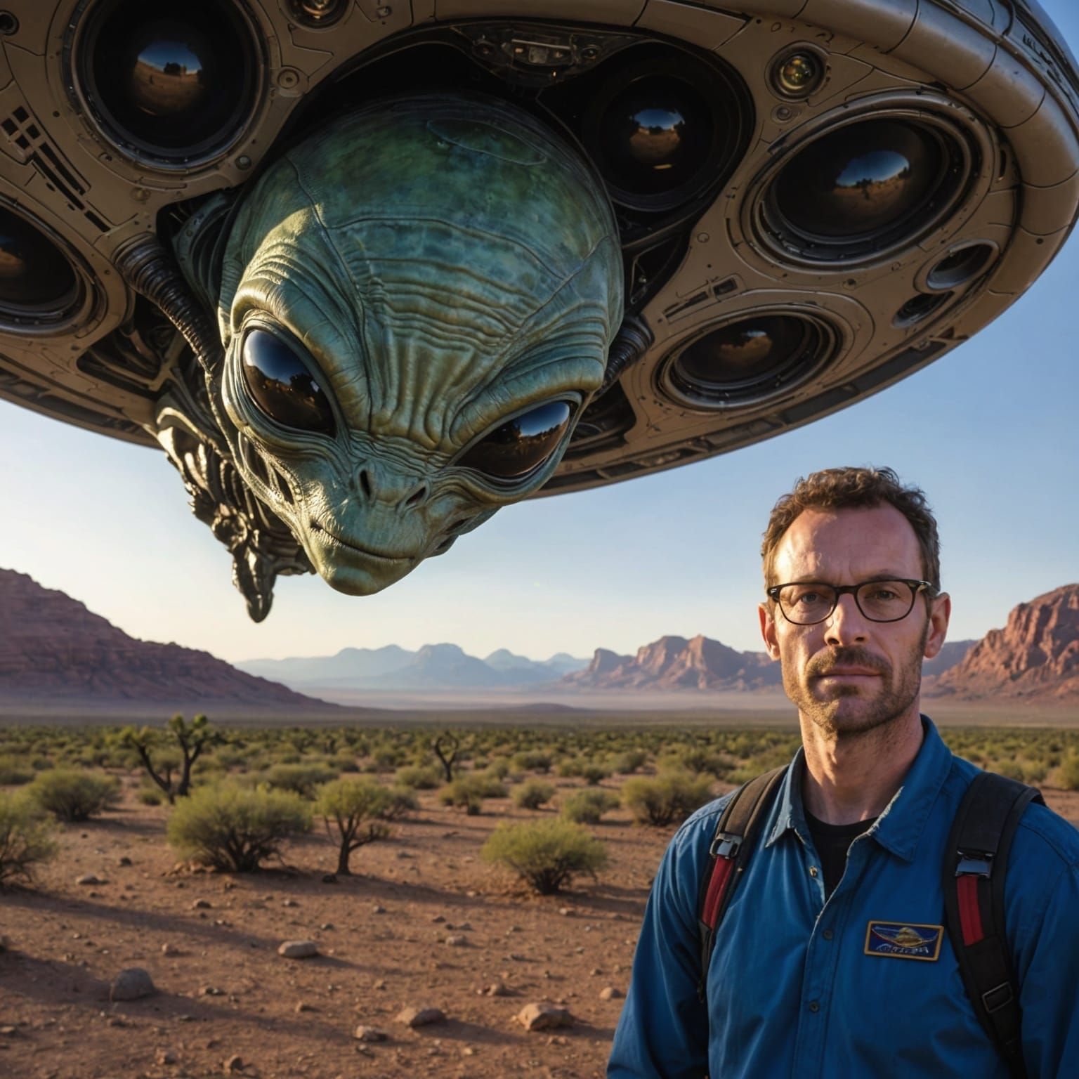 Humorous Alien Photobomb Image