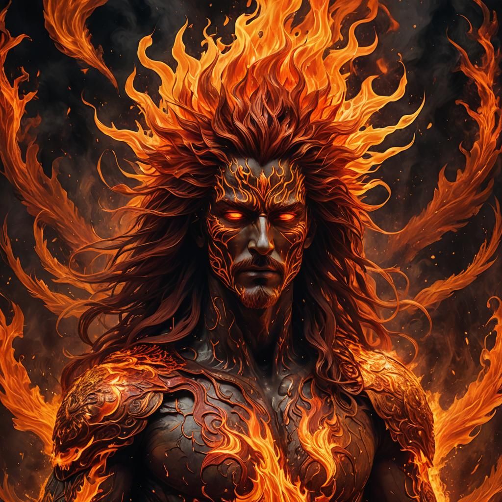 Majestic Fire Figure in Digital Art Style