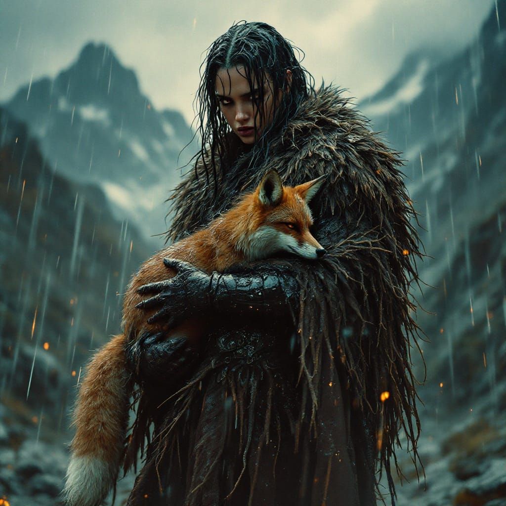 Fierce Warrior Latina Defies the Storm in a Splashy Noir Mas...