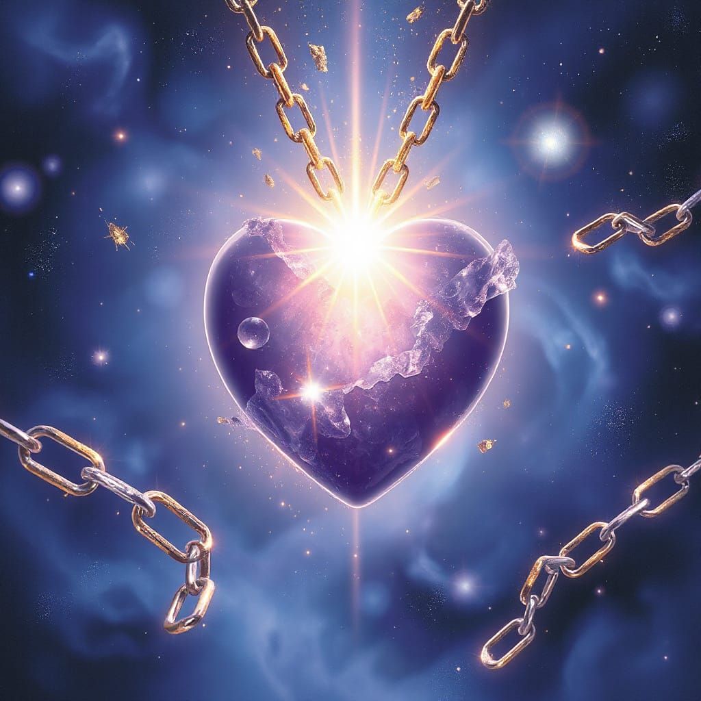 Amethyst Heart Shatters Fear, Cosmic Wonder Emerges