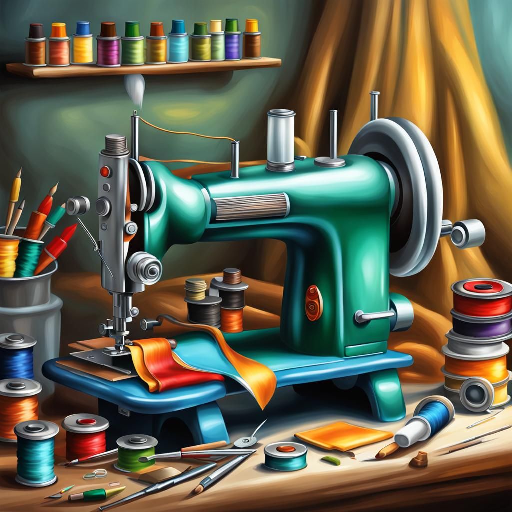 Detailed 3D Work Table in Oil Painted Style