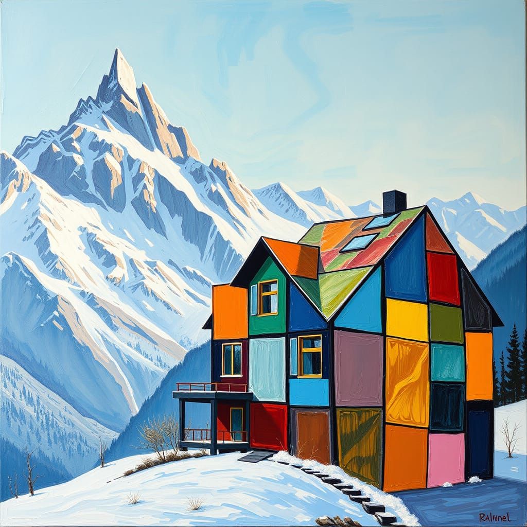 Vibrant, Fragmented House in Winter Wonderland