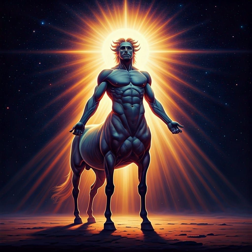 Celestial Centaur God Made of Stars as Oil Painting