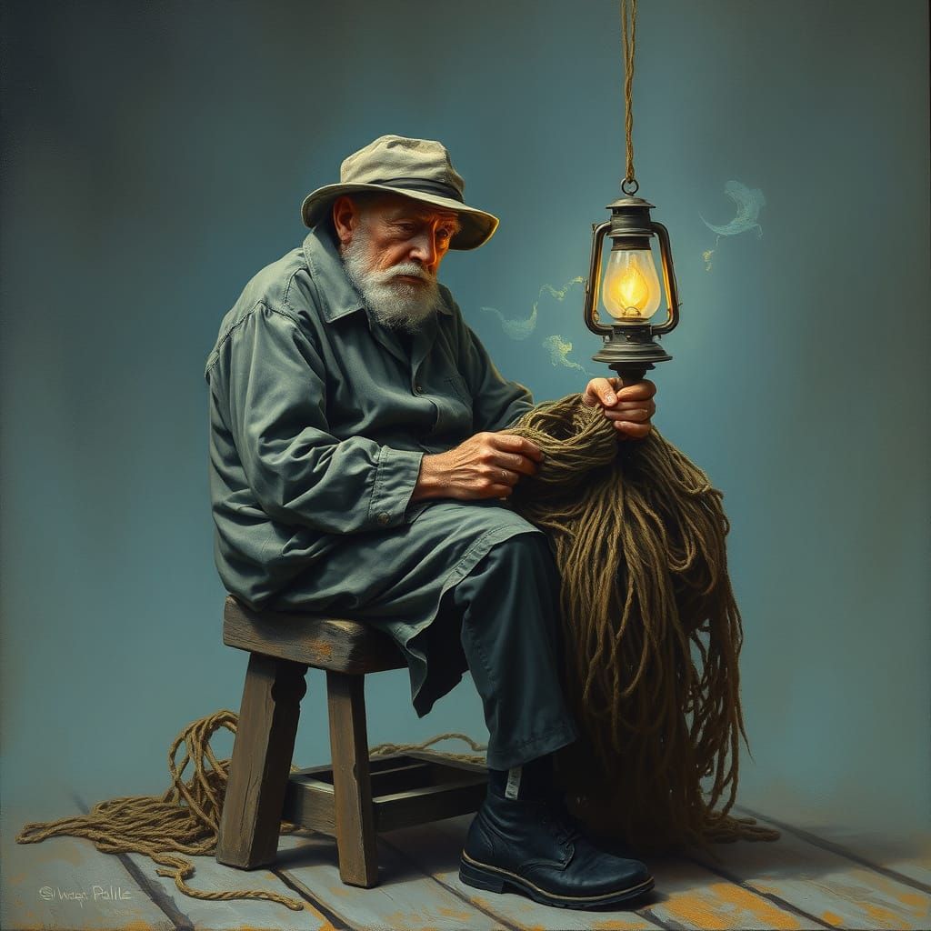 Weathered Sailor in Soft Oil Painting