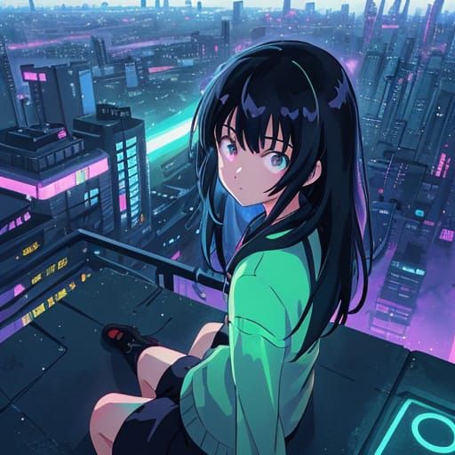 Cyberpunk Anime Key Visual Masterpiece