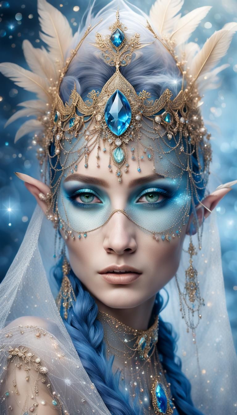 Translucent Elf Portrait with Gemstone Headpiece