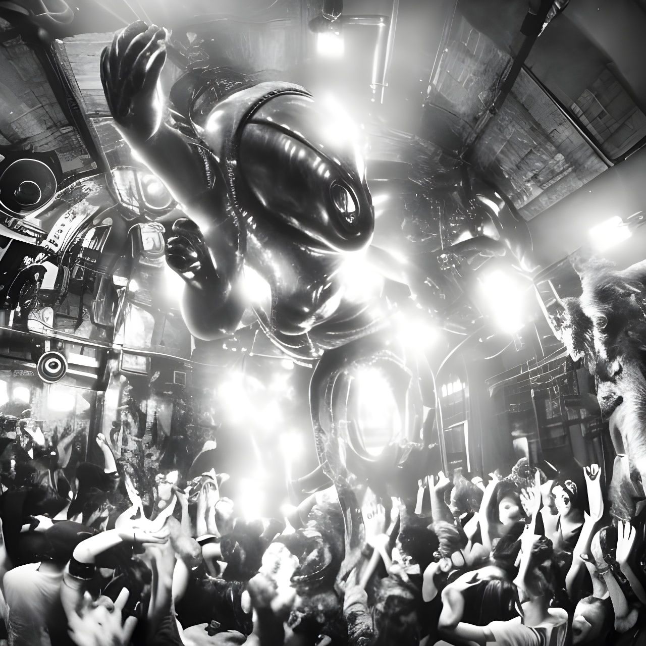 Alien Ravers Dance in Encrypted Jungle Party