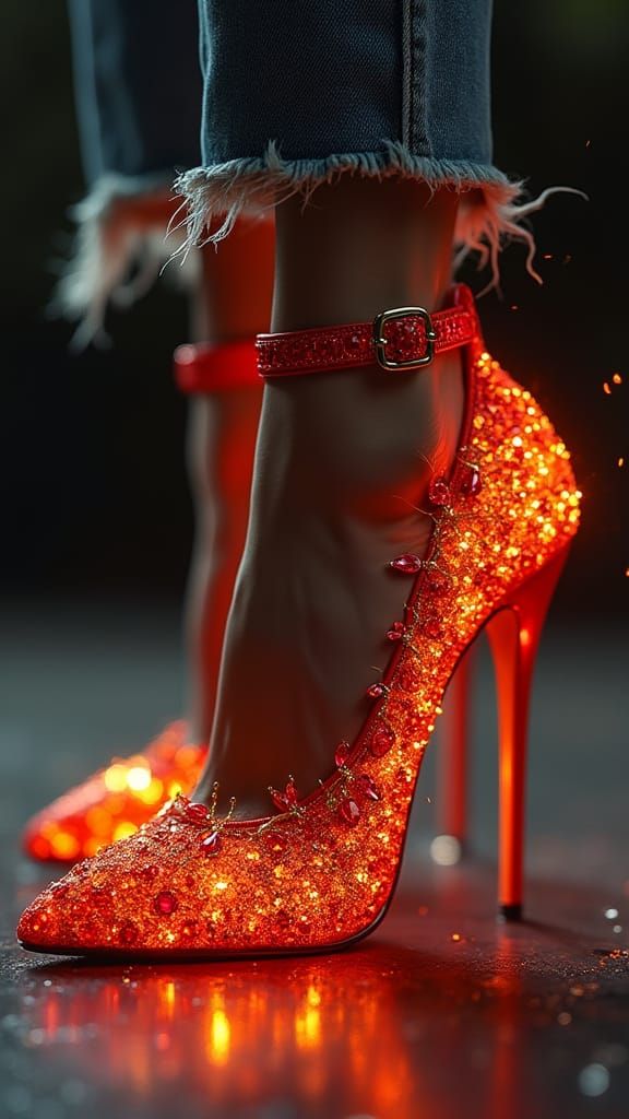 Fiery Crimson Stilettos: A Hyperrealistic Masterpiece
