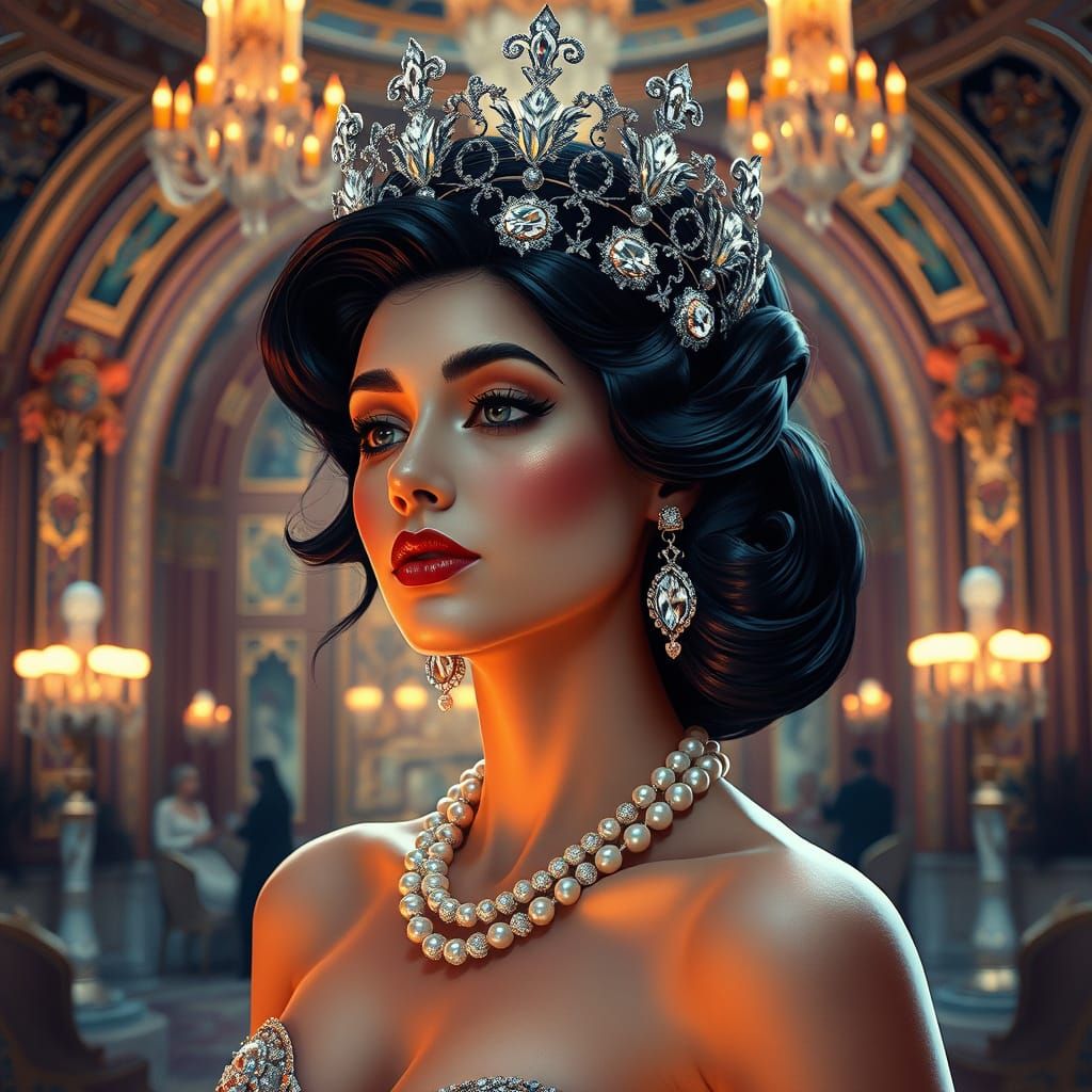 Woman in Tiara: Art Nouveau and Futuristic Dream