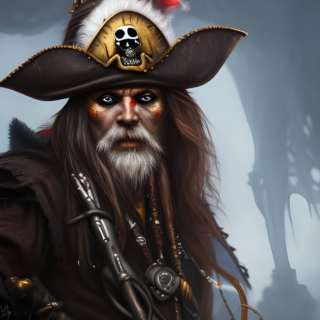 Dark Fantasy Scifi Pirate Portrait in 8k