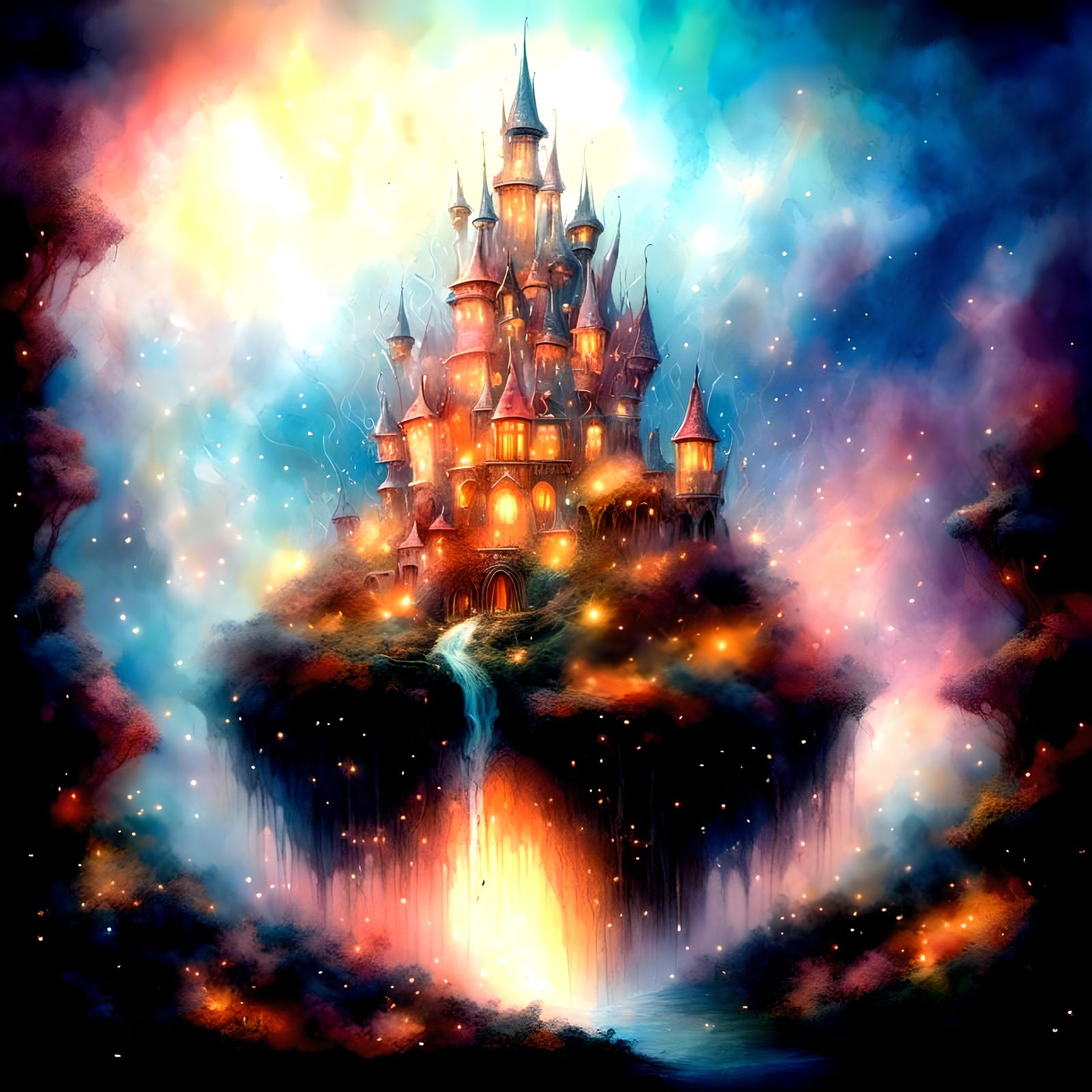 <lora:Fae Space:1.0> Beautiful fantasy fairy castle