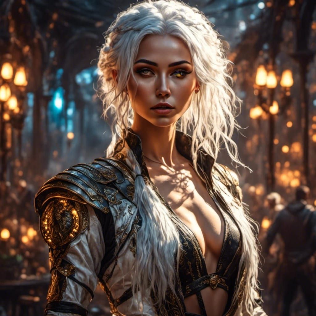 Cyberpunk Girl Portrait in Golden Light