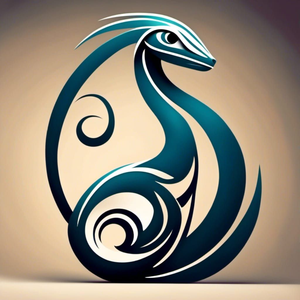 Stylized Lizard Silhouette with Smooth Curves