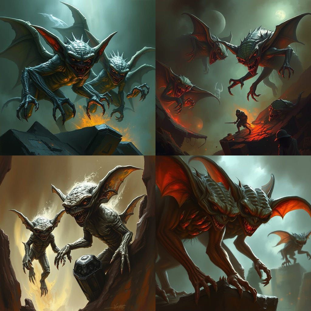Menacing Gremlin in Horror Style of Doré and Rutkowski