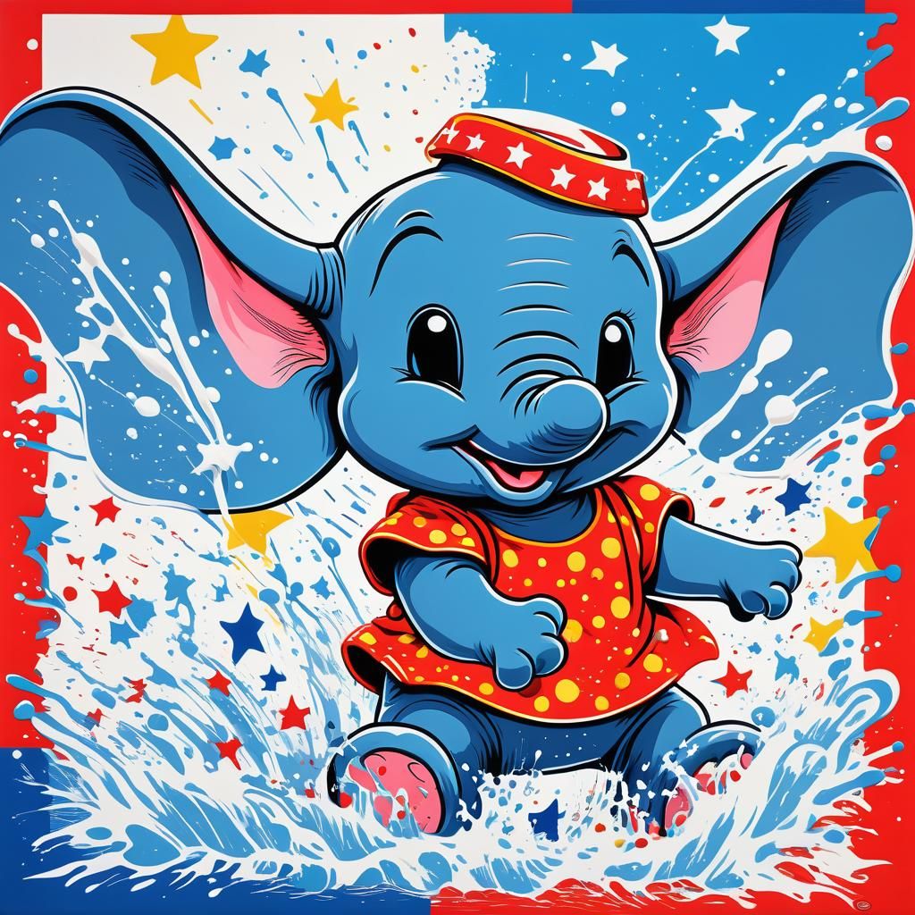 Dumbo in Tricolor Pop Art Screen Print