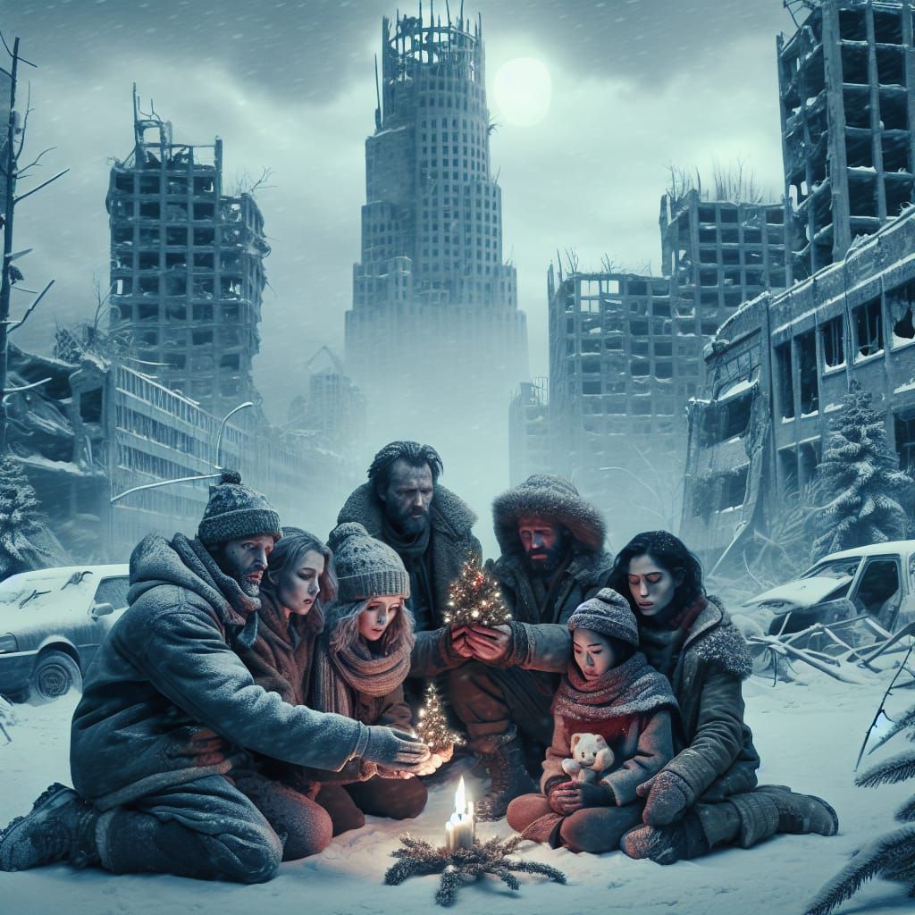 Hope Amidst Ruin: Diverse Group Celebrates Christmas in Apoc...