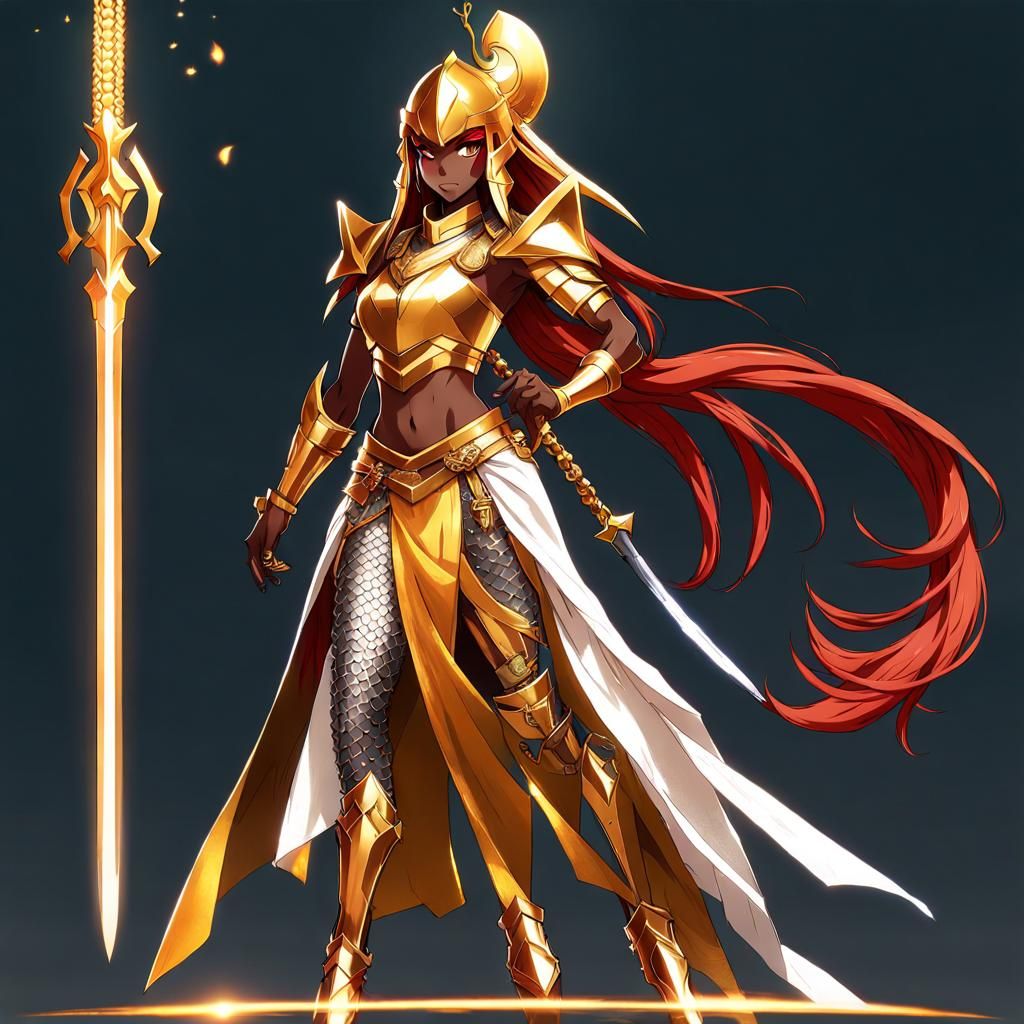 Nabooru in Golden Armor, Anime Art Style