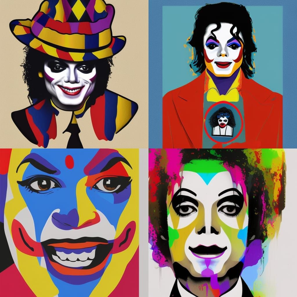 Michael Jackson as Sad Clown in Pop Art Style