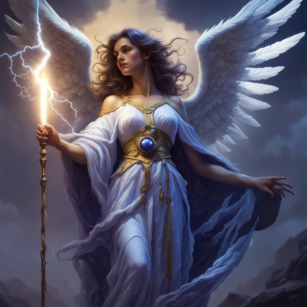 Angel with Lightning Rod: Dark Fantasy Concept Art