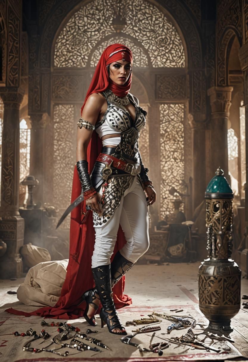Arabian Woman Assassin with Dagger in Cinematic Lighting
