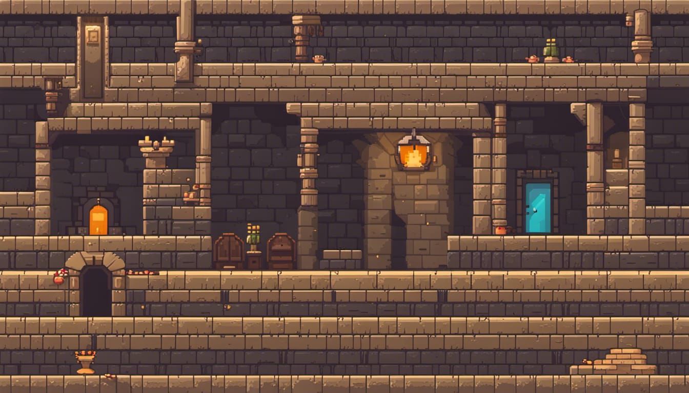 2D Pixel Art Dungeon Interior