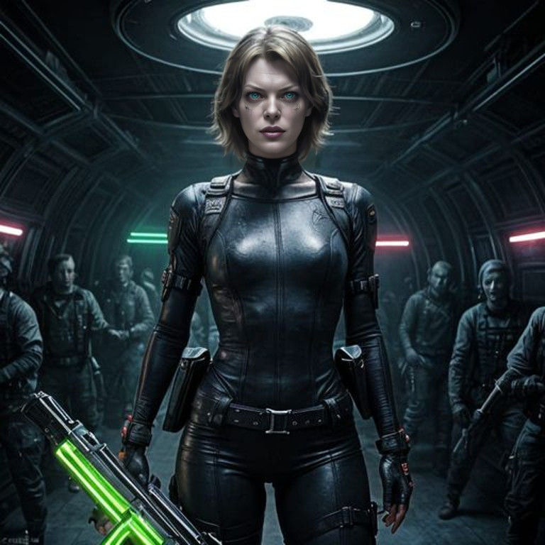 Milla Jovovich as Cyberpunk Alice Fights Zombies in Futurist...