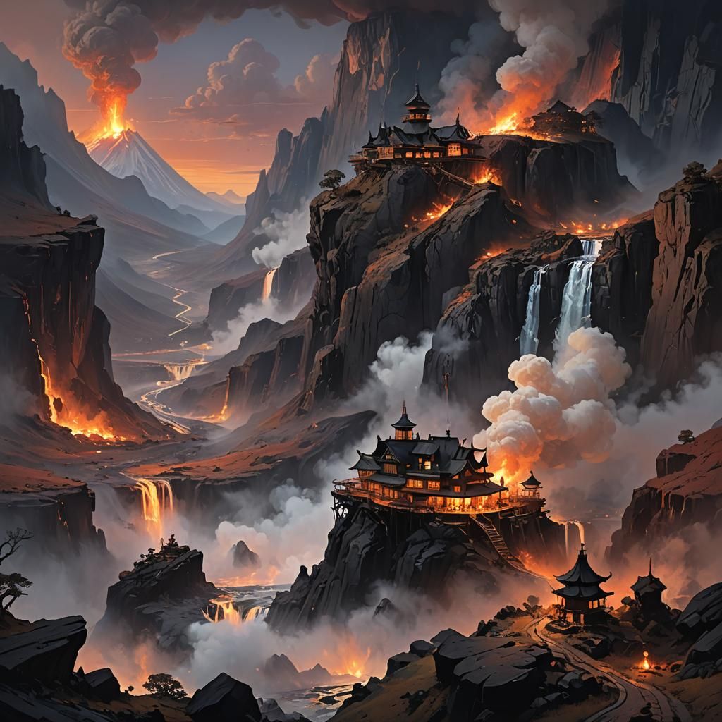 Volcano Inn: A Maximalist Digital Painting