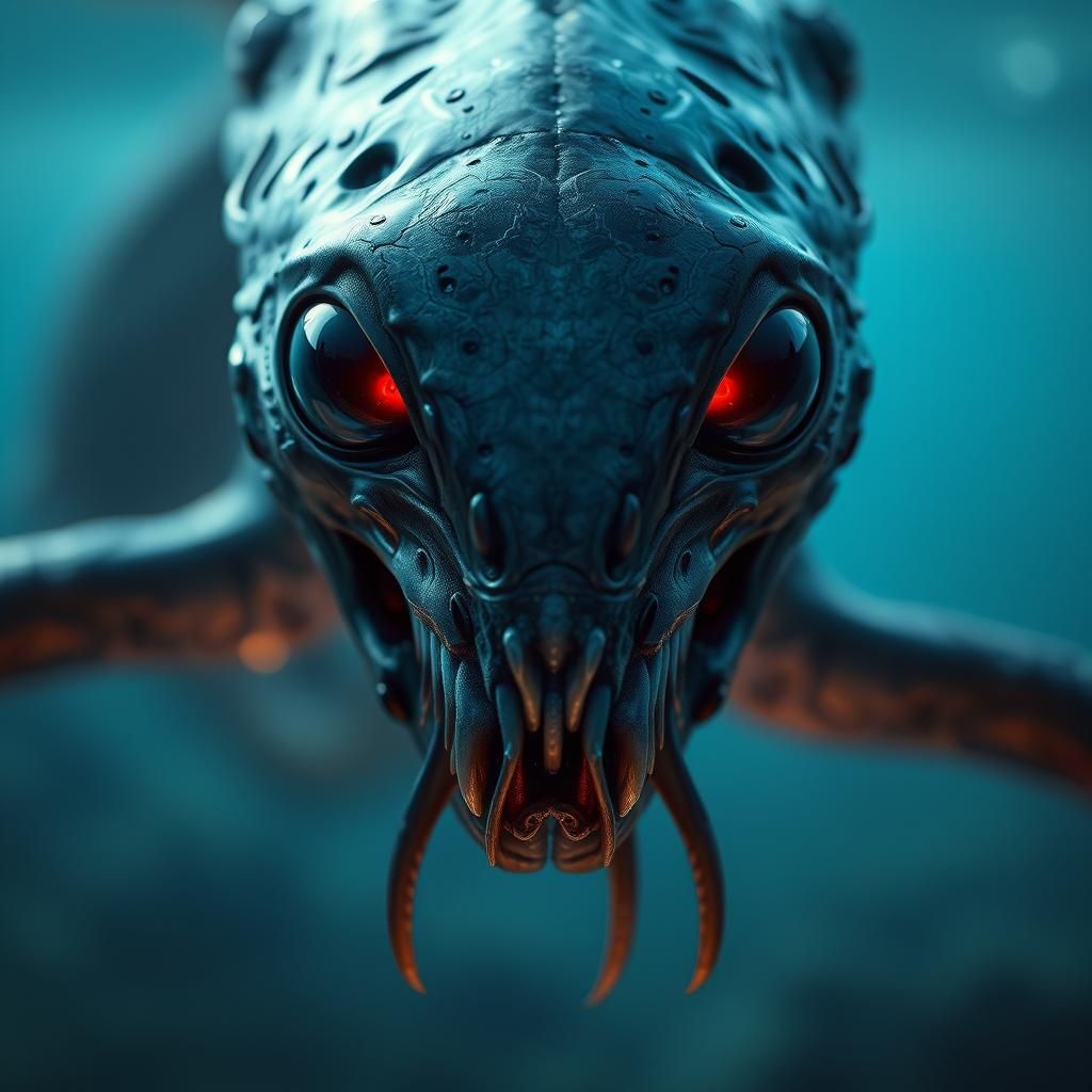 Underwater Alien Portrait in Hyperrealistic Style